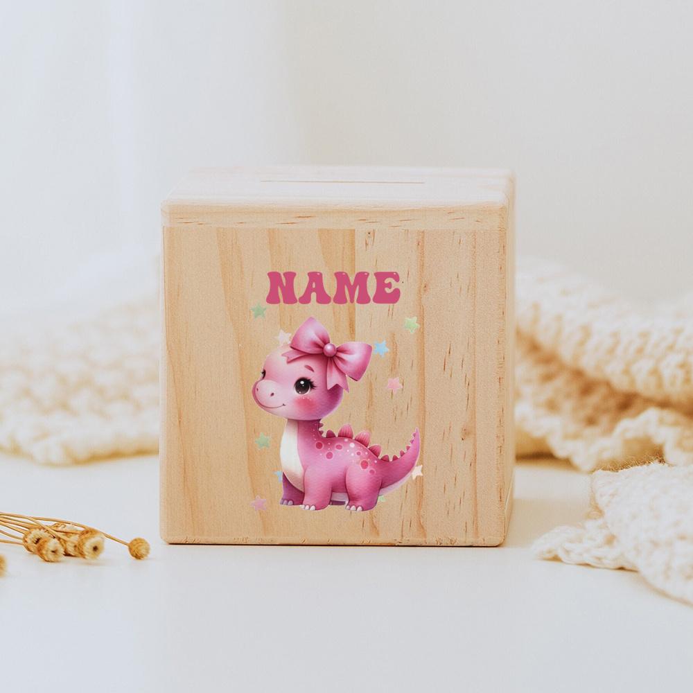 Personalized Money Box Unicorn Dinosaur with Name Money Boxes Wooden Coin Bank Birthday Holiday Gift for Kids Coin Collection