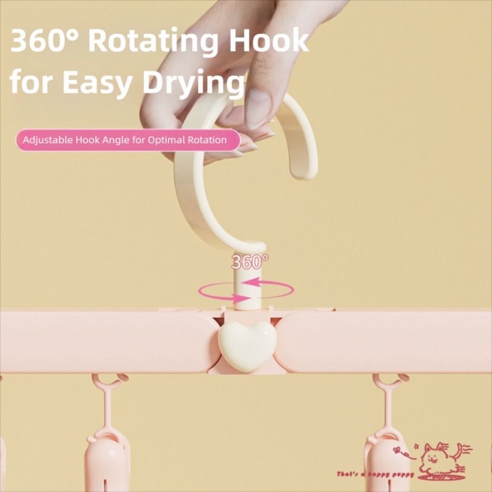 Portable Foldable Clothes Drying Rack Windproof 360° Rotaion Socks Clip Non-slip Lightweight Clothes Hanger Household Travel