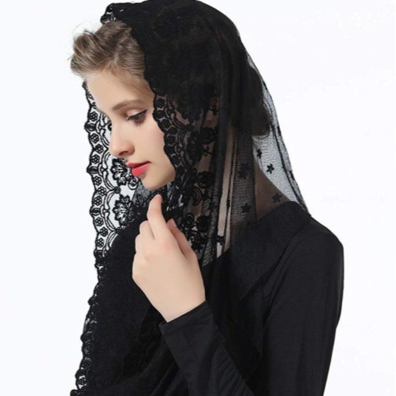 Velo da sposa Meier foulard da donna sciarpa da sposa copricapo in pizzo nero crema