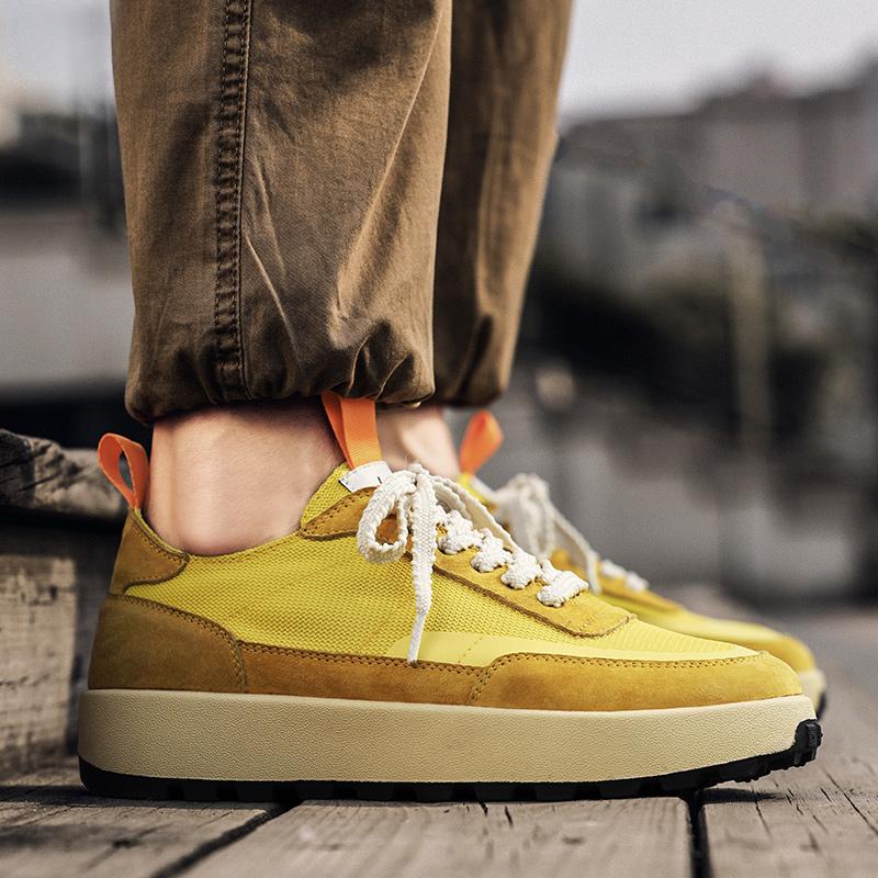 

Дышащая мужская обувь для ходьбы Бренд Мужская шнуровка Вулканизированная обувь Классическая кожаная модная обувь на плоской подошве Мужская обувь Tenis Masculino 44 жёлтый