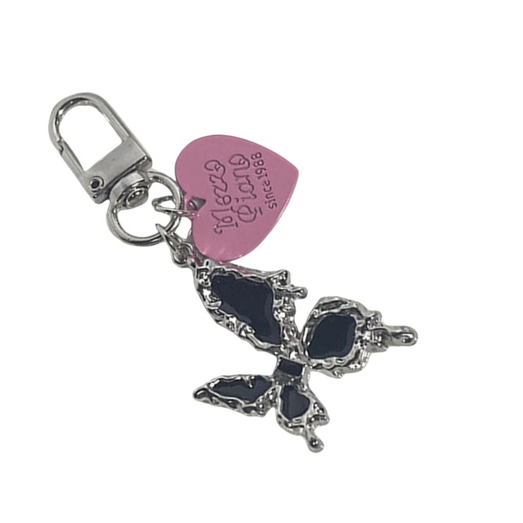 Gothic Crosses Butterfly Keychain Dark Tone Zinc Alloy Portable Sturdy Accessory for Keys Bags Everyday Use