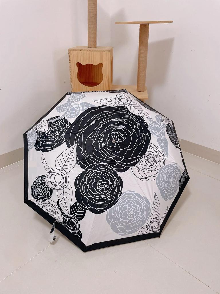Umbrella Folding Automatic Opening and Closing Clear Umbrella Black Adhesive Sun Protection and UV Protection Umbrella