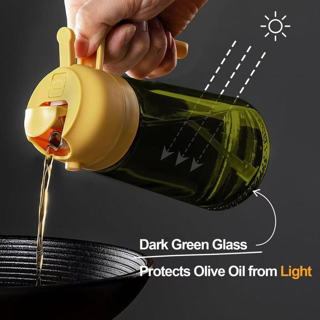 2-in-1 Glass Oil Dispenser & Sprayer - 16oz/470ml Leakproof Olive Oil Sprayer Bottle for Cooking, Air Fryer, BBQ, Baking, Salad