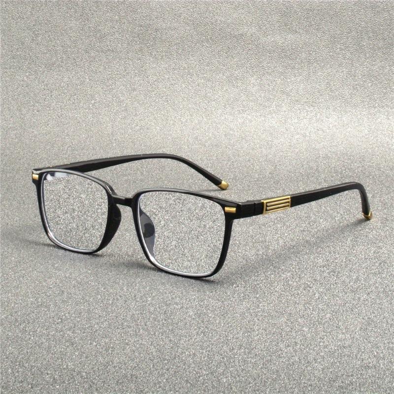 5pcs Reading Glasses Full-Rim Square Frames Black with Golden accents Vintage Style Non-Prescription Lens Replacement Glasses