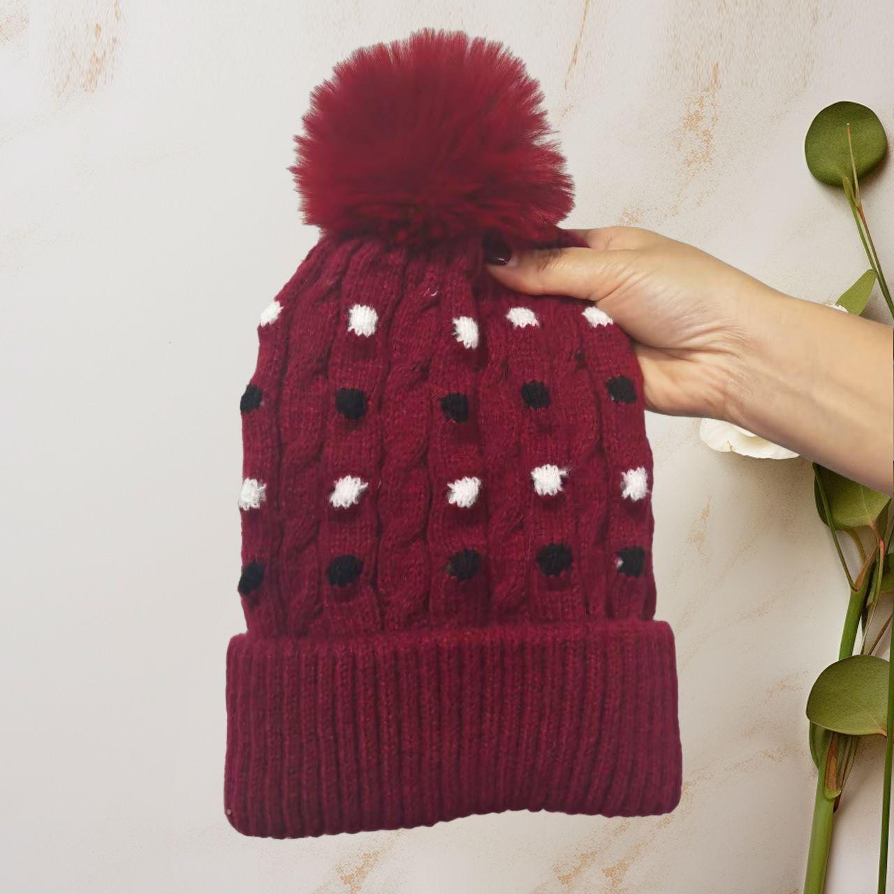 

Утолщенная вязаная шапка Модная жаккардовая шерстяная шапка Осень и зима Подчеркивающая лицо Универсальная парная холодная шапка average size