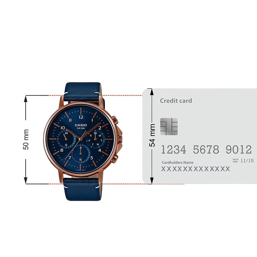 Casio Watch Blue Rose Gold 50 X X Strap Men's - MTP-E321RL-2AVDF Dial, Band, Blue, 44.7 10mm,