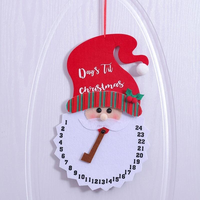 New Lovely Non-woven Christmas Calendar Cartoon Santa Snowman Pattern Decorative Hanging Ornament for Xmas Party Advent Calendar