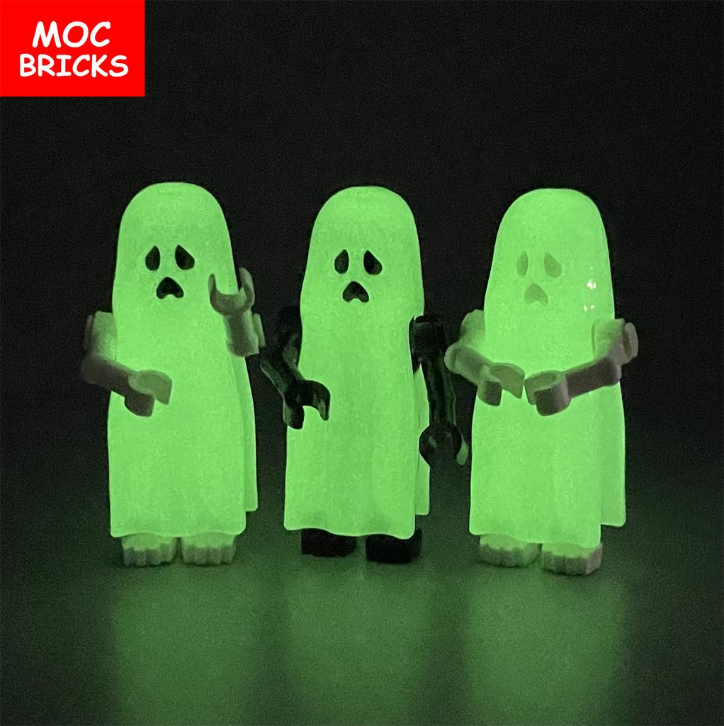 MOC Bricks Luminous Ghost Wolf Head Hands Heart Model Figure Body Part Small Compatible Educational Building Blocks Boy's Toys
