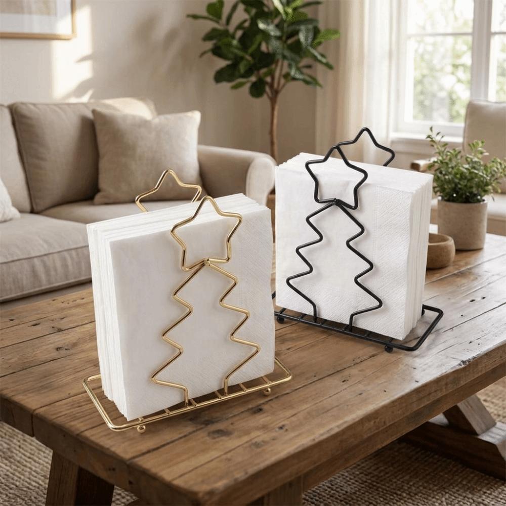Iron Christmas Tree Napkin Holder Stable Decorative Paper Storage Rack Minimalist Paper Dispenser Rack Kitchen Use