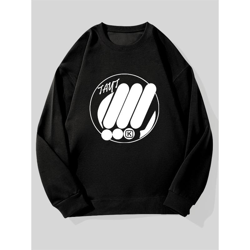 Men's Letter Graphic Casual Crewneck Sweatshirt, Loose Fit, Long Sleeve Top, Smooth Soft Breathable, Suitable for Home and Outdoor