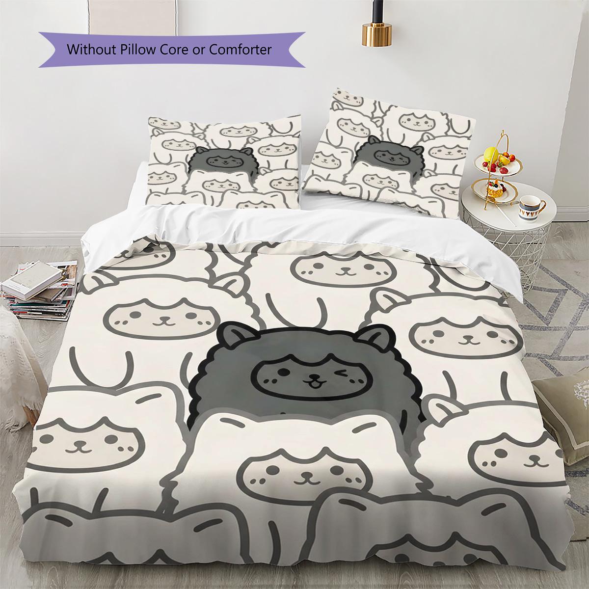 

Alpaca Pattern Bedding Quilt Set Quilt Cover Pillowcase Home Decoration Birthday Gift (1 * duvet cover + 2 * pillowcase, without core) 135x200cm