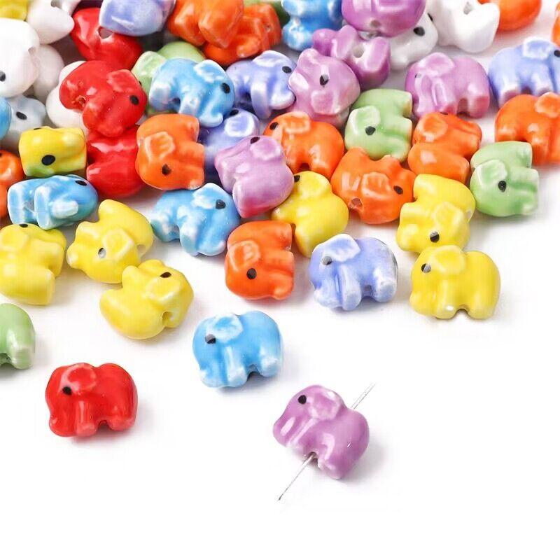 

DW49 10PCS Mini Cute Retro Glazed Cute Indian Wind Elephant Ceramic Style Bead Spacer Beads for Jewelry DIY Bracelet Accessories 11x14mm(10pcs)