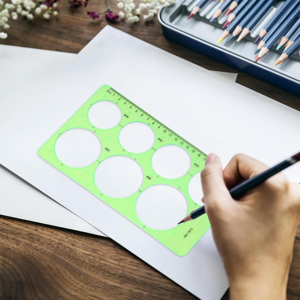 Geometric Drawings Templates, 4 Pcs Circle Shape Stencils Measuring Geometry Rulers for Drawing Plastic Circle Template Drafting Templates for Design