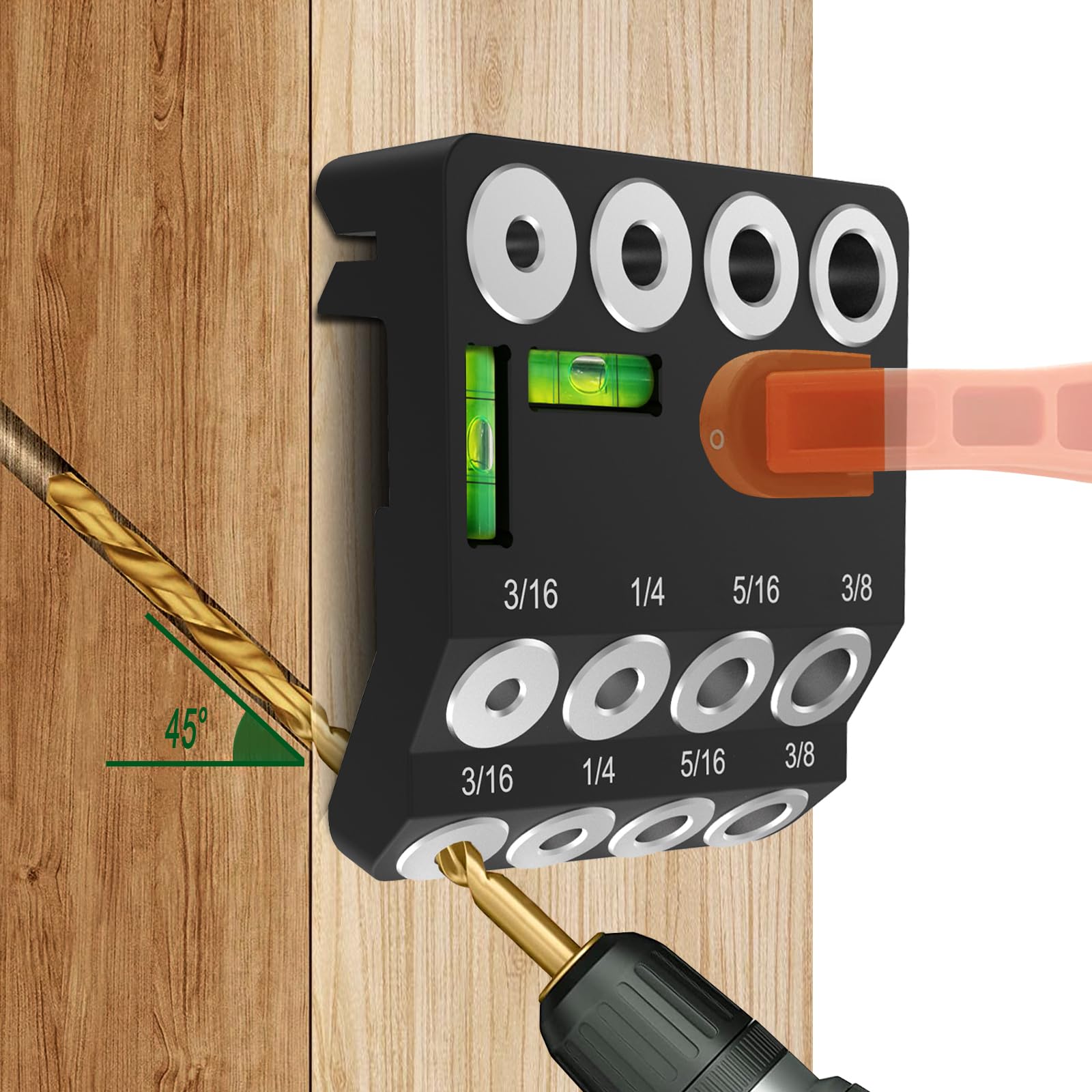 

Drill Guide, Drill Stand, 30°/45°/90° Angle, Drilling, Woodworking Tool, Drilling, Dowel Hole Guide, Positioning, Vertical Drilling, Angled Drilling