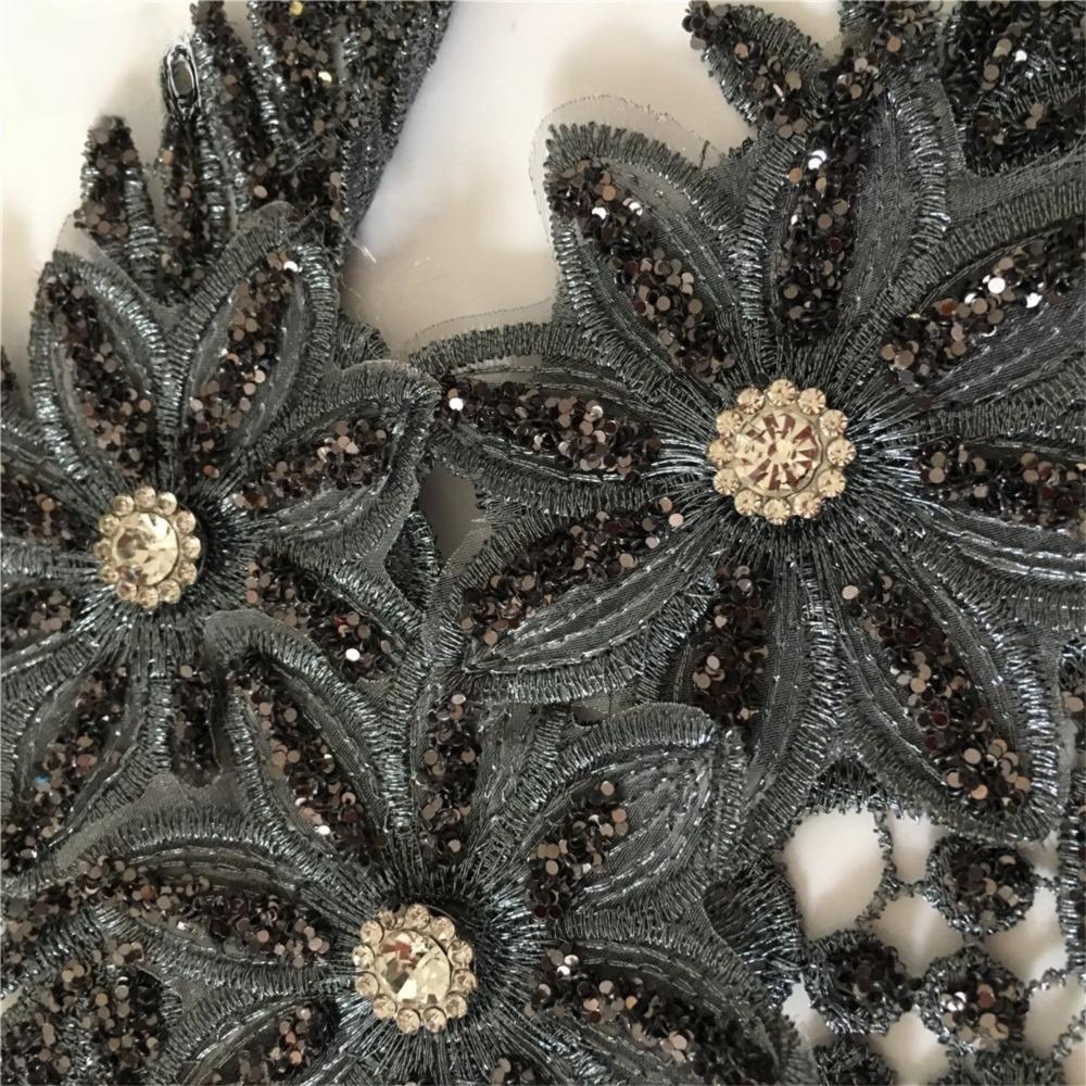 DIY 3D Flower Applique Rhinestone Lace Sewing Accessories New Sew On Patches Clothing Decoration