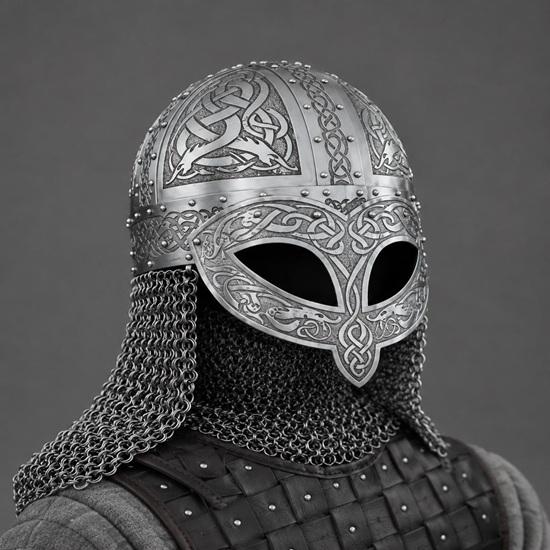 Casco Vikingo con Aventail de Malla de Acero Hecho a Mano Casco de Guerrero Nórdico para Cosplay Coleccionistas