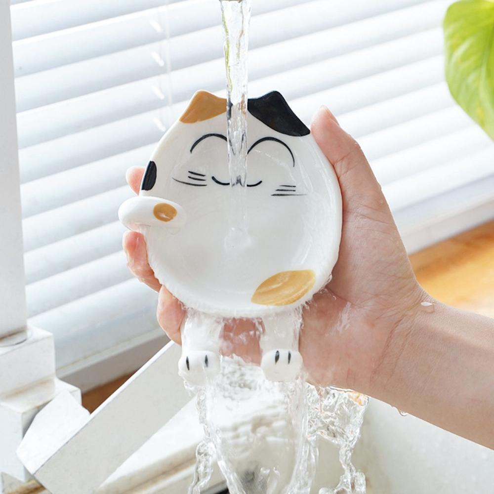Cooking Cat Design Ceramic Cartoon Utensil Rack Stove Holder Pot Lid Stand Spoon Rest