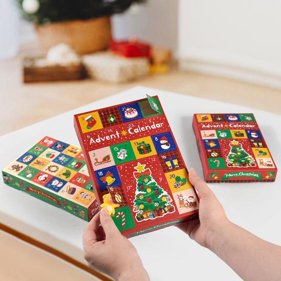 5 Pcs 24-Grid Advent Calendar DIY Fillable Empty Boxes 24-Day Christmas Countdown Calendar Candy Wrapping Boxes for Holiday Christmas Party Favors