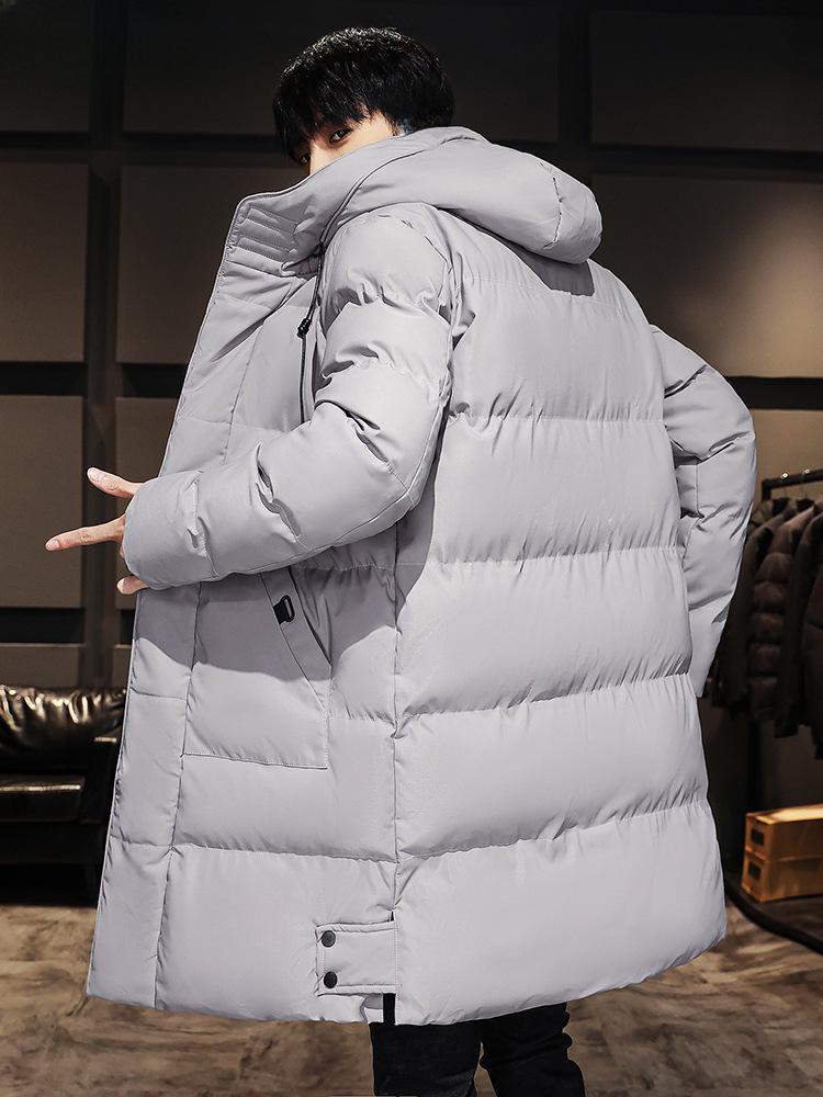 Men's Winter Mid-Length Hooded Cotton Coat - Plus Size, Thick & Warm, Cold-Resistant