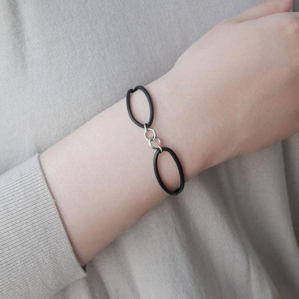 Vendome Aoyama Official Bracelet Silver 925 Double Circle Cord ASVB2310MSD2 Black [Web Exclusive]