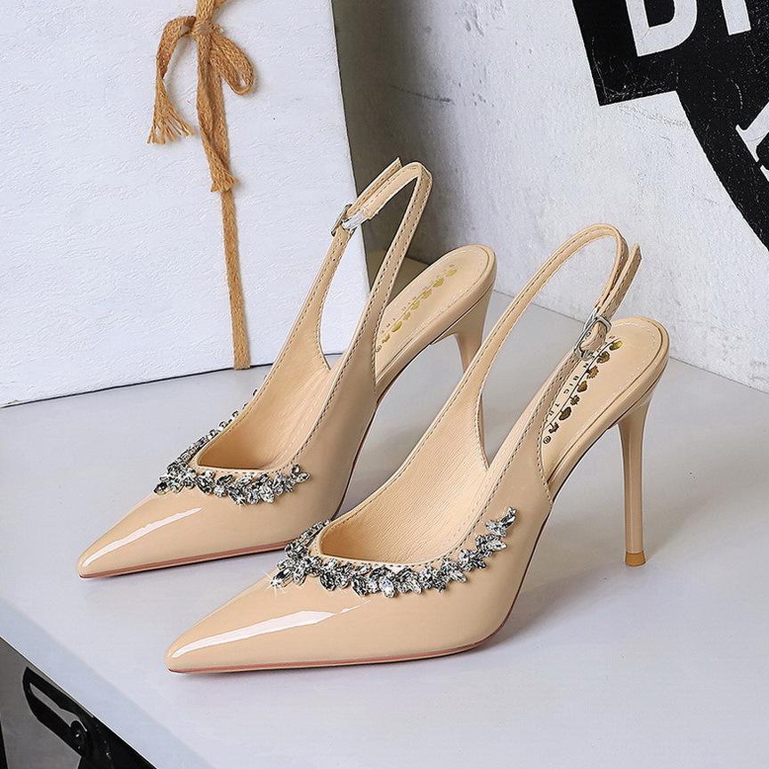Fashion Sexy Rhinestone High Heels Luxury Women Pumps Stiletto Heels 10 Cm Buckle Women's High-heeled Sandals Summer Shoes Women Heels