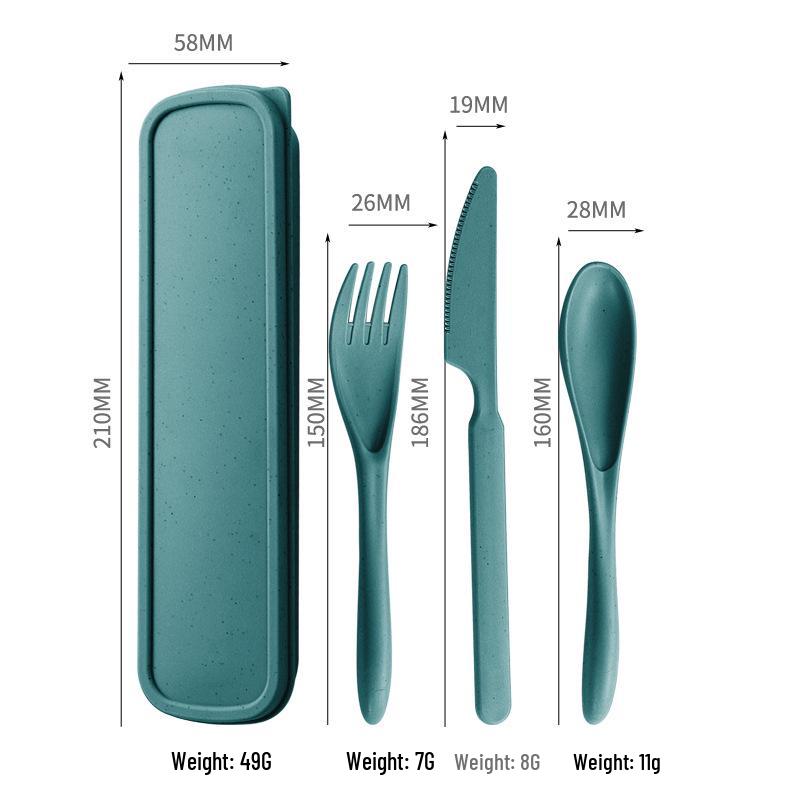 Wheat Straw Travel Cutlery Set: Knife, Fork, Spoon with Storage Box