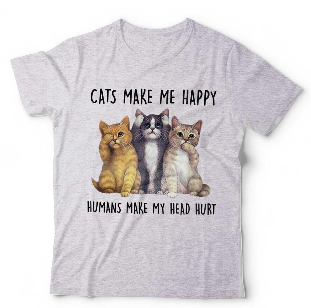 Cats Make Me Happy HuUnisexs Make Head Hurt Unisex Kids Tshirt Funny Cute