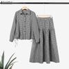 ZANZEA Women Long Sleeve Blouse and Long Skirts Plaid Print Two Piece Suit Sets