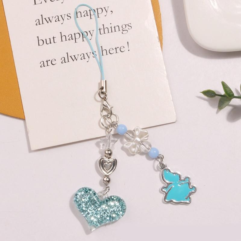 Sweet Cool Sparkling Heart Phone Charm Straps Car Keys Hanging Pendants Bag Decoration Lanyard Purse Accessories