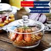 Set di pentole in cristallo resistente al calore: Pentola in Vetro Temperato da 2,5L con Manici, Ciotola da Zuppa da 1,5L, Pentola da 1L, Ciascuna con Coperchio, Tre Misure Aggiornate.
