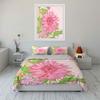 Pink Floral Decor Set Bedding Set with 1 Duvet Cover 2 Pillowcases Single Double King Queen, Gift