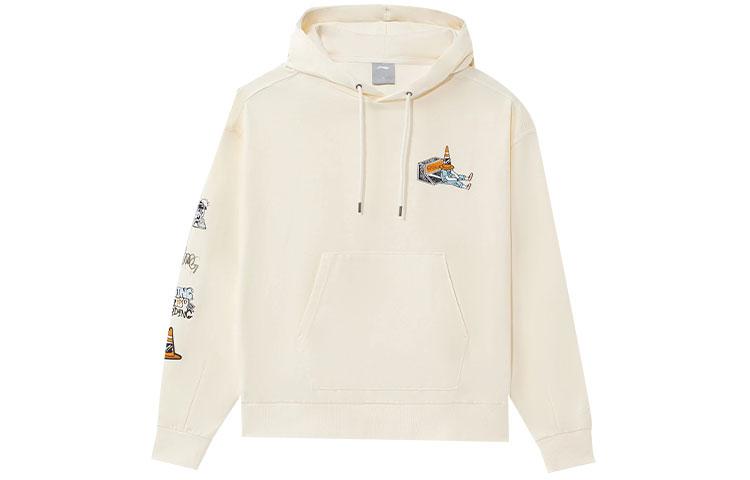 Li Ning Skateboard Sweatshirts Men s Ecru Hooded Moderate Regular AWDS177-3 XS