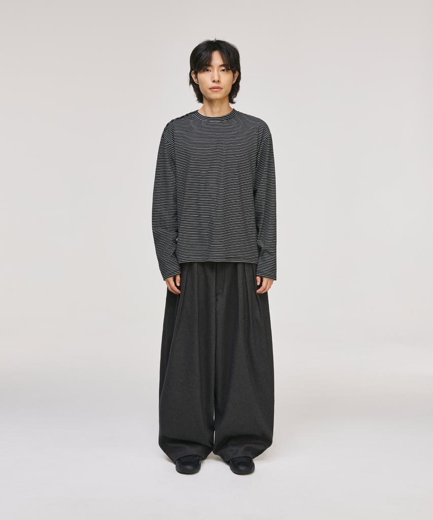 SIGNATURE Reverse Three-Tuck Baggy Slacks [Gray]