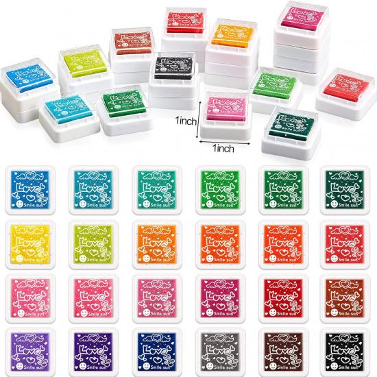 52 Pieces Mini Ink Blending Tools with Replacement Foam Detail Blending Tools and 24 Colors Stamp Ink Pad Stamps for Distressing Scrapbooking Wood