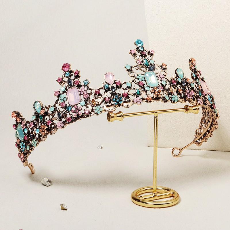 Headwear Baroque Color Alloy Crown Bride Wedding Dress Accessories Birthday Party Princess