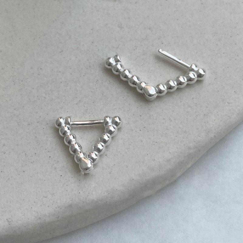 Triangular Earrings Mini Minimalist Temperament Fashionable Small Fresh Geometric Design Inverted Triangular Bead Earrings