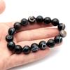 12mm Natural Power Stone Bracelet with Tibetan and Prayer Inner Eye, Men's Women's Beads, Diameter Approx. 15.5cm