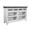 Mango Wood Sideboard with White Gray Glass Finish - 165 X 45.7 X 105.4 Cm