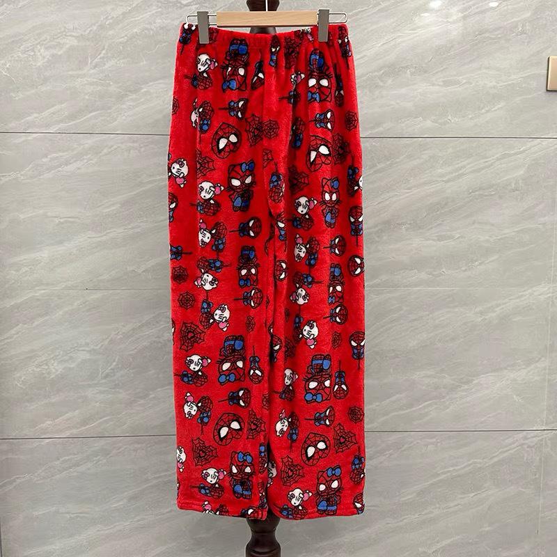Women's Winter KT Cat Cartoon Flannel Sleep Pants - Thick, Warm, and Cozy for Home