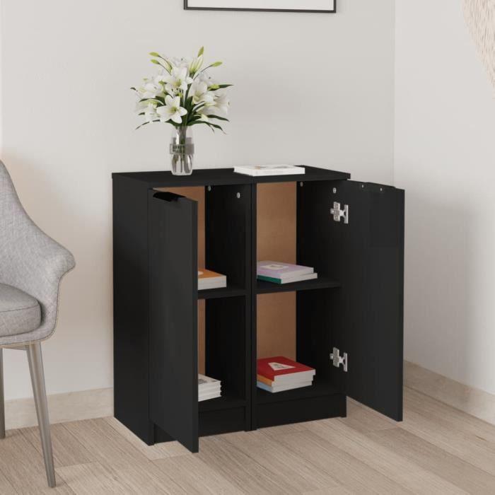 VidaXL Buffets 2 pcs noir 30x30x70 cm bois d'ingénierie 811136