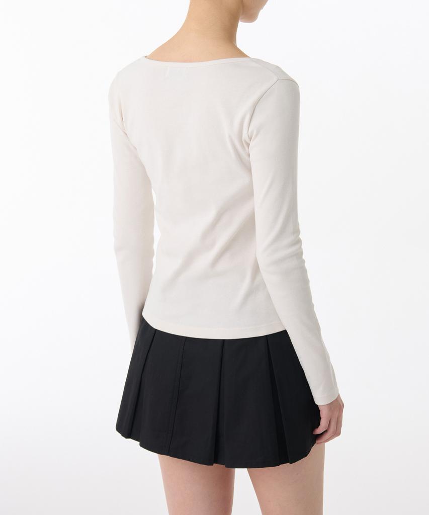 Musinsa Standard Woman Women'S Slim Square Neck Long Sleeve T-Shirt [Cream]
