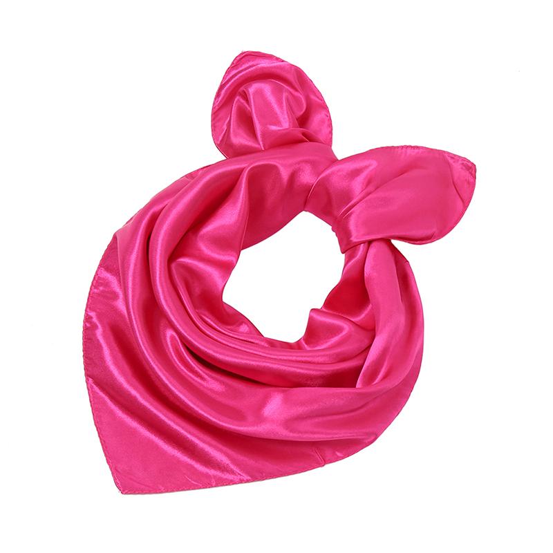 Fashion Satin Silk Square Scarf For Muslim Women Solid Color Soft Bandana Ladies Headband Casual Scarves 60*60Cm