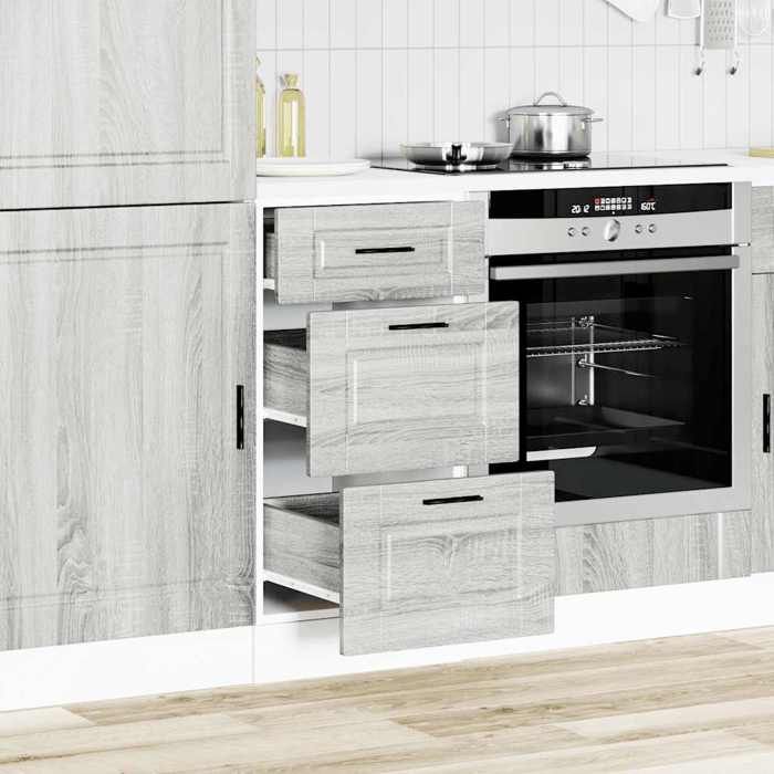 VidaXL Armoire de cuisine Porto sonoma gris bois d'ingénierie, meuble d'évier, meuble de cuisine avec tiroir, meuble de 854226