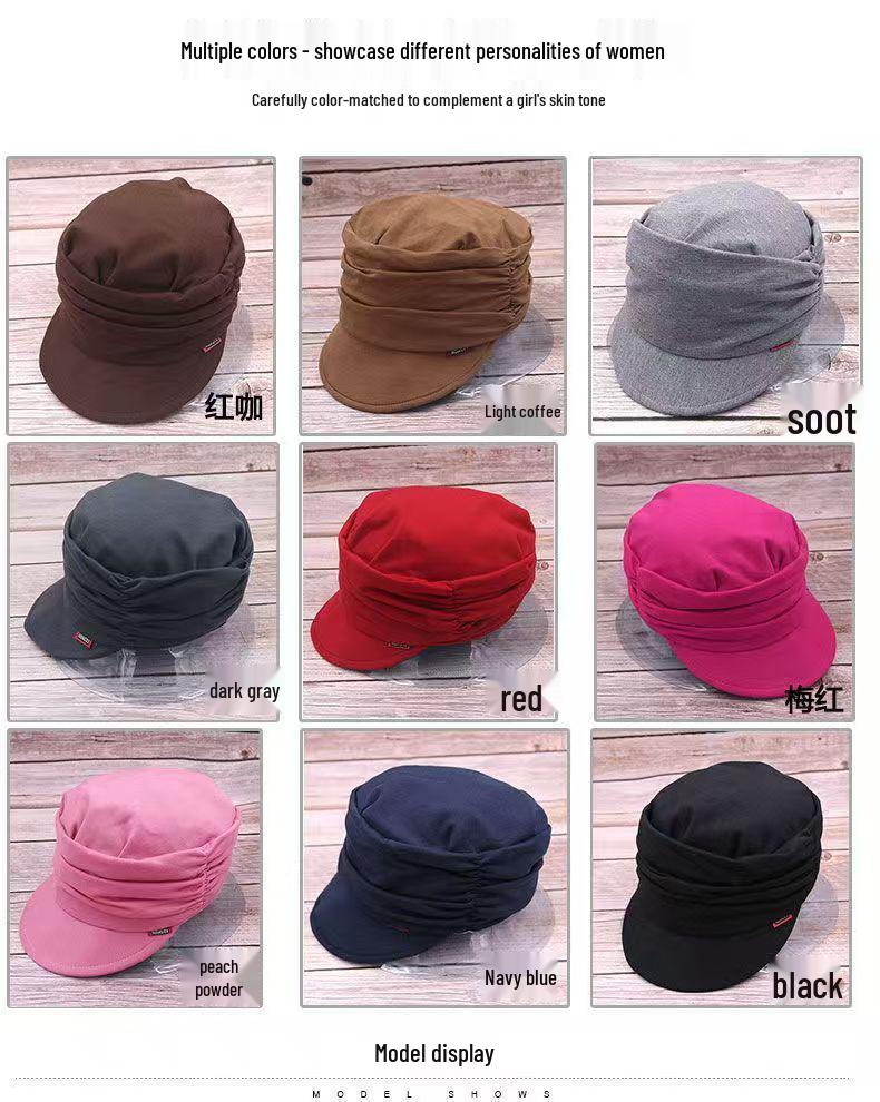 Korean Style Pullover Baseball Cap: Autumn/Winter Warm, Fashionable Pleated, Outdoor Flat Top Knitted Hat