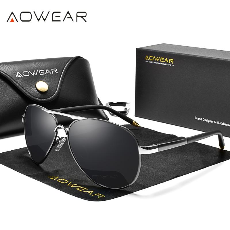AOWEAR Męskie Okulary Lotnicze Męskie Polaryzacyjne Lustrzane Okulary Przeciwsłoneczne dla Mężczyzny HD Jazda Pilot Okulary Przeciwsłoneczne lunettes de soleil homme