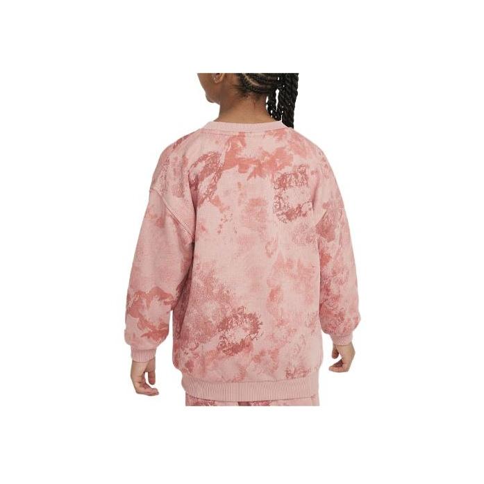 Nike Sportswear Club Fleece Logo Embroidery Tie-Dye Print Loose Fit Kids tops Red-Stardust FN8754-618