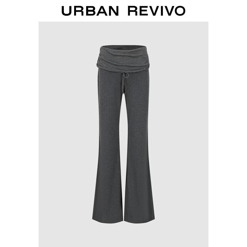 

UR2026 Women s Urban Faux Two-Piece Drawstring Flare Pants L