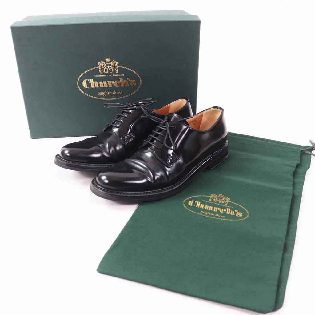 Great CHURCH'S Leather shoes Polished Binder Derby Shoes/ black leather Women 35 Used