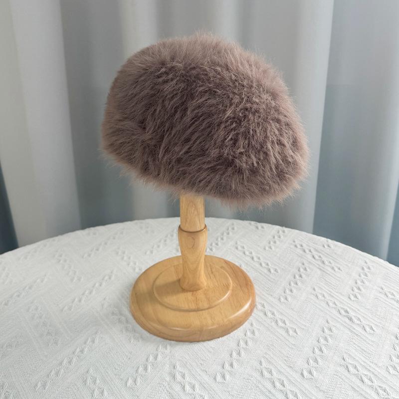 Women Autumn Winter Warm Thicken Ear Protector Hat Cold Velvet Beret Hats Sweet Cute Solid Color Plush Cap