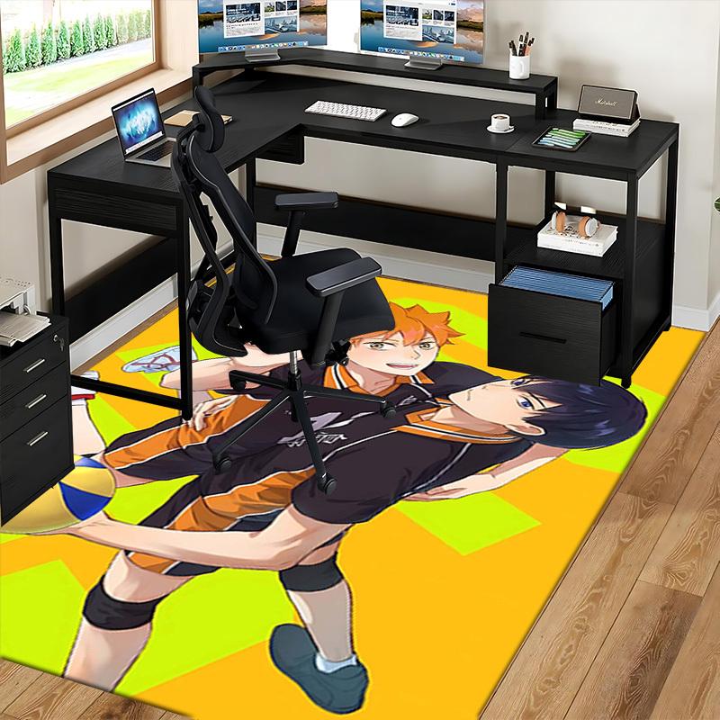 1pc Hinata Shoyo and Kageyama Tobio Volleyball Anime Chair Mat - Office Desk Pad with Cartoon Design, Non-Slip Carpet for Home Decor, Suitable for All